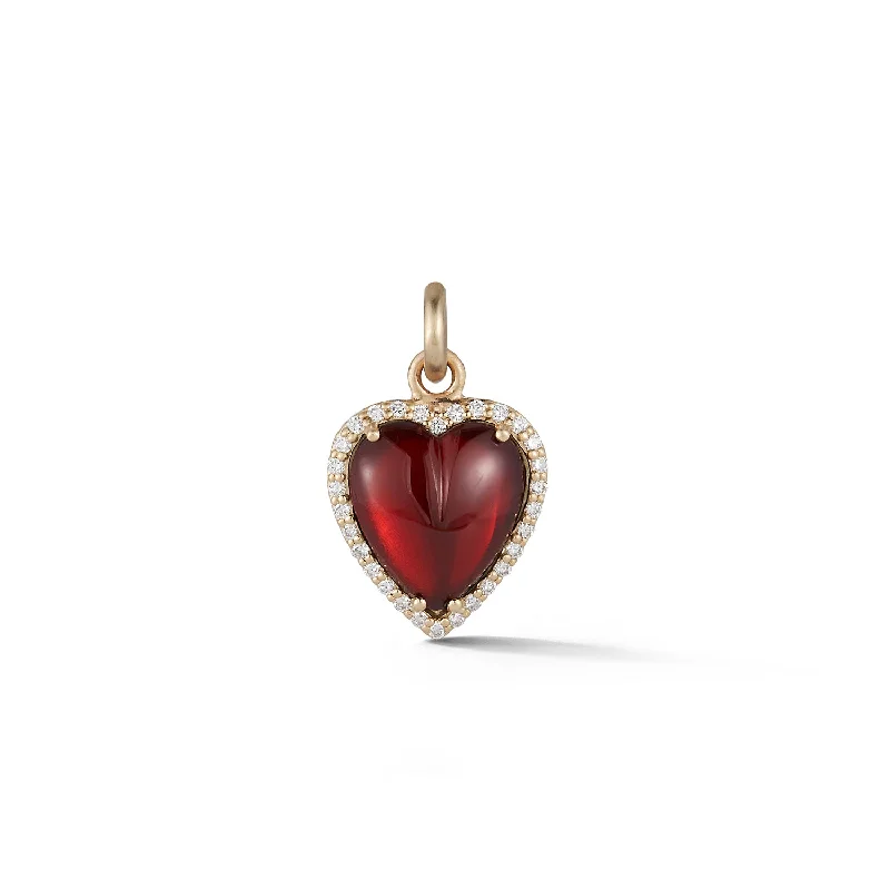 14K Gold Diamond & Garnet Alana Heart Charm