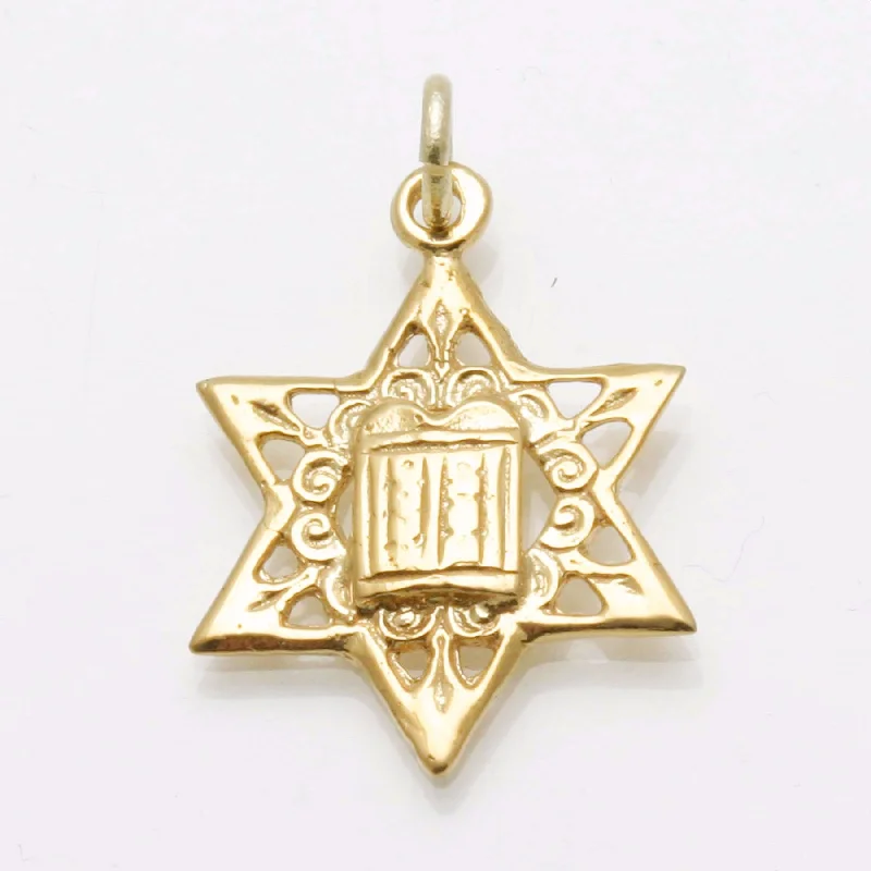 14k Yellow gold Star of David 10 commandments Pendant