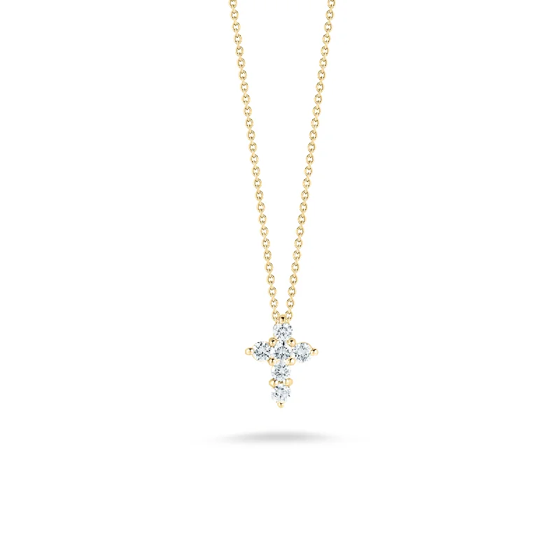 Roberto Coin Tiny Treasures Yellow Gold Diamond Baby Cross Necklace