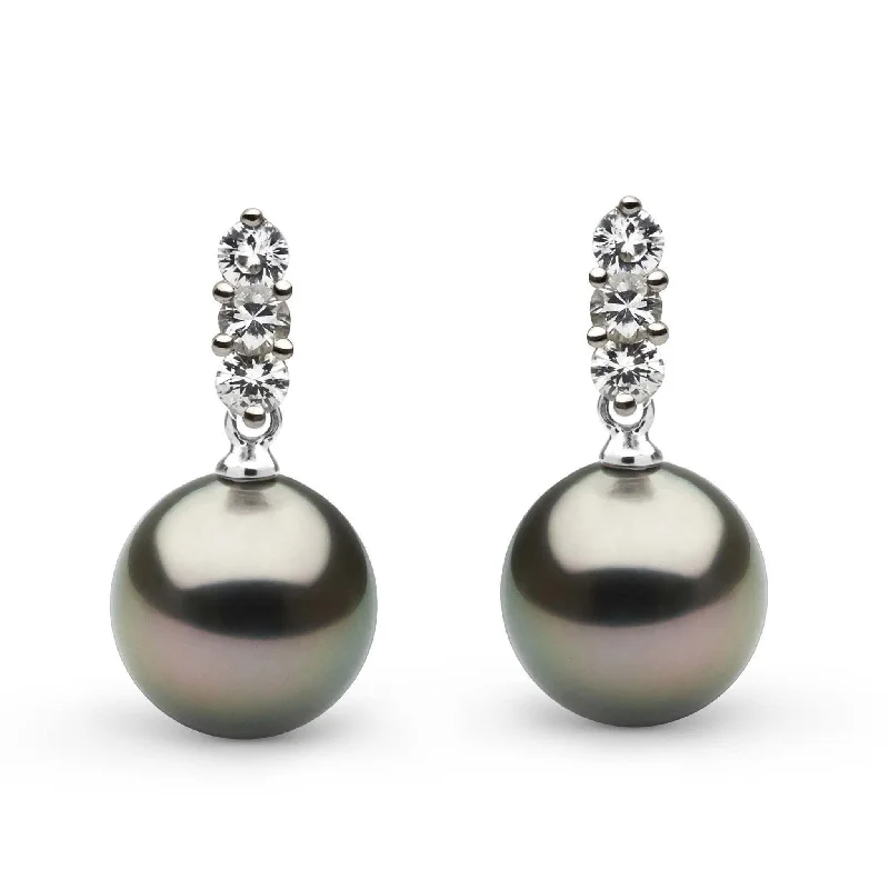 Trio Collection Tahitian 10.0-11.0 mm Pearl and Diamond Earrings