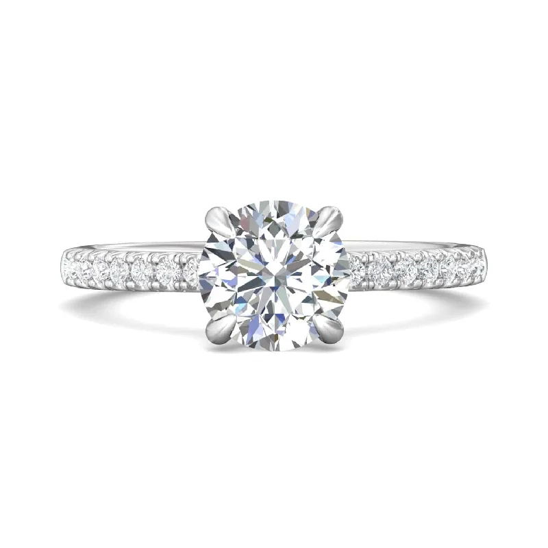 Platinum 4 Prong Round Diamond Engagement Setting with Hidden Halo