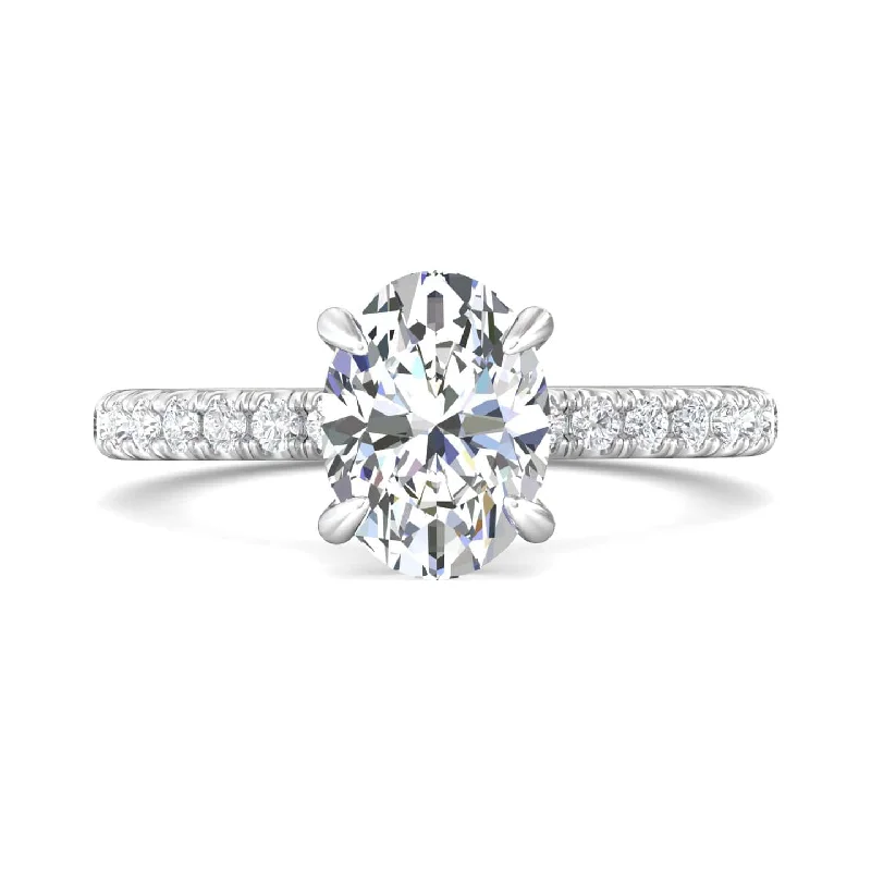 Platinum 4 Prong Diamond Engagement Setting with Hidden Halo