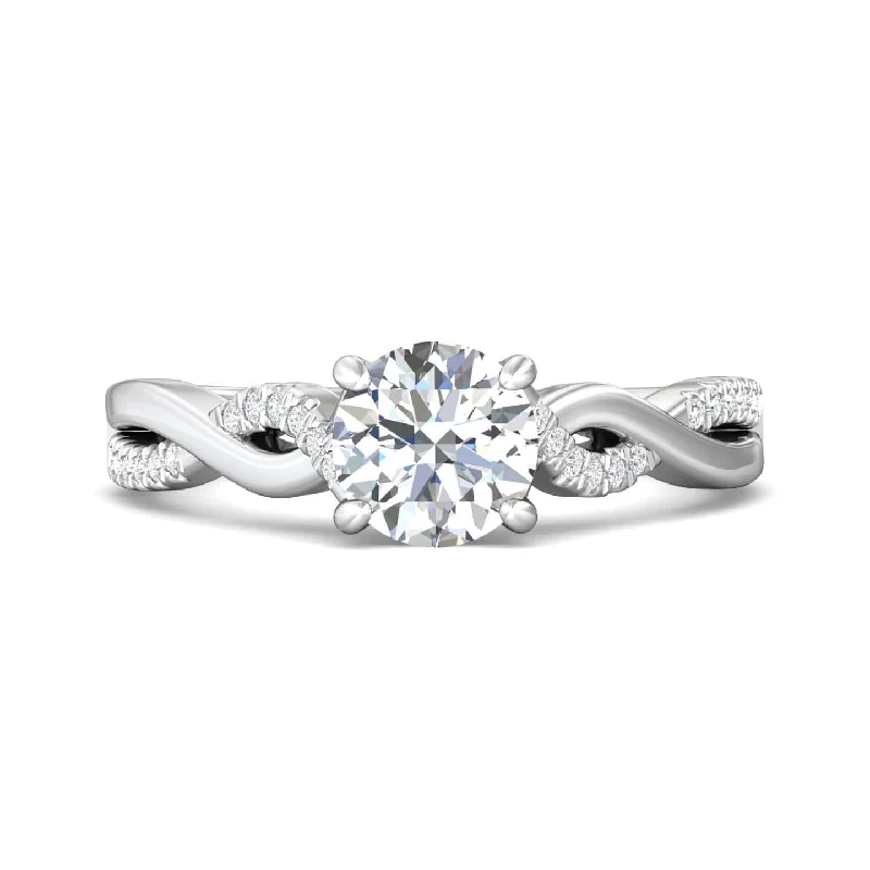 Platinum Twisted 4 Prong Diamond Engagement Setting with Hidden Halo