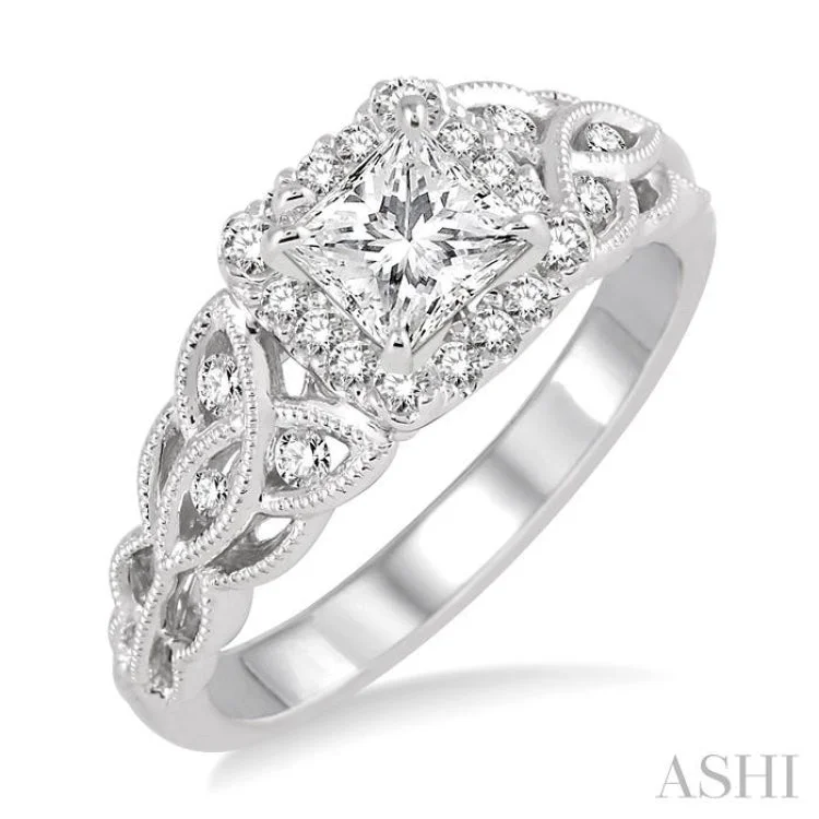 1/4 Ctw Diamond Semi-mount Engagement Ring in 14K White Gold