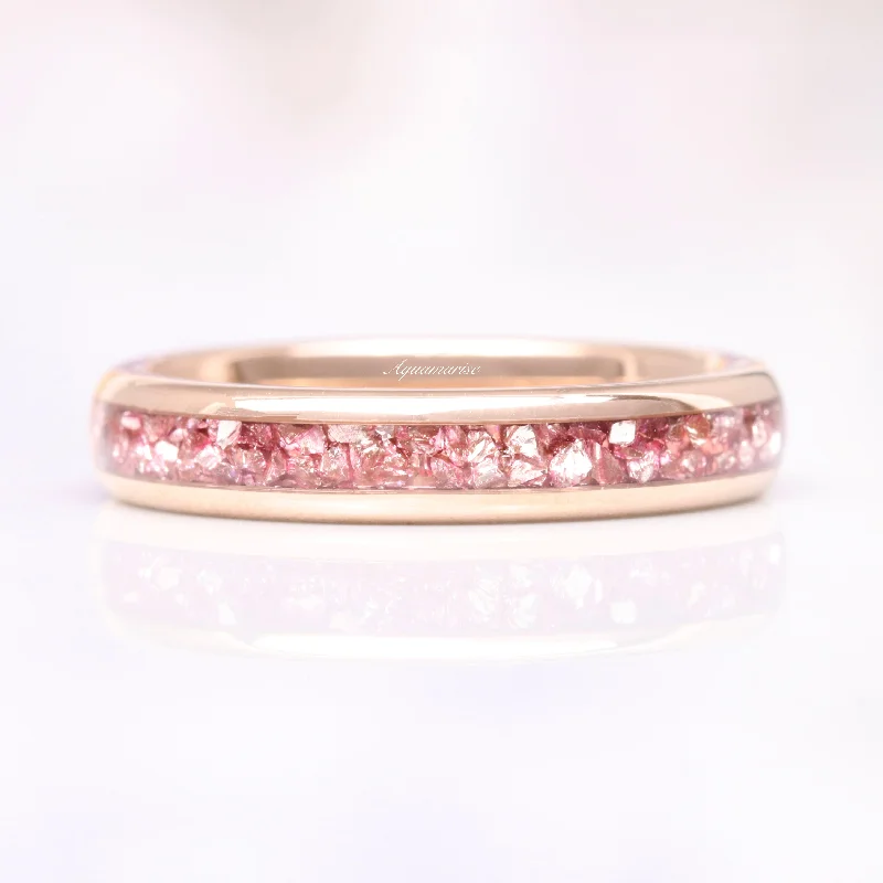 Morganite Wedding Band- 4MM Rose Gold Tungsten