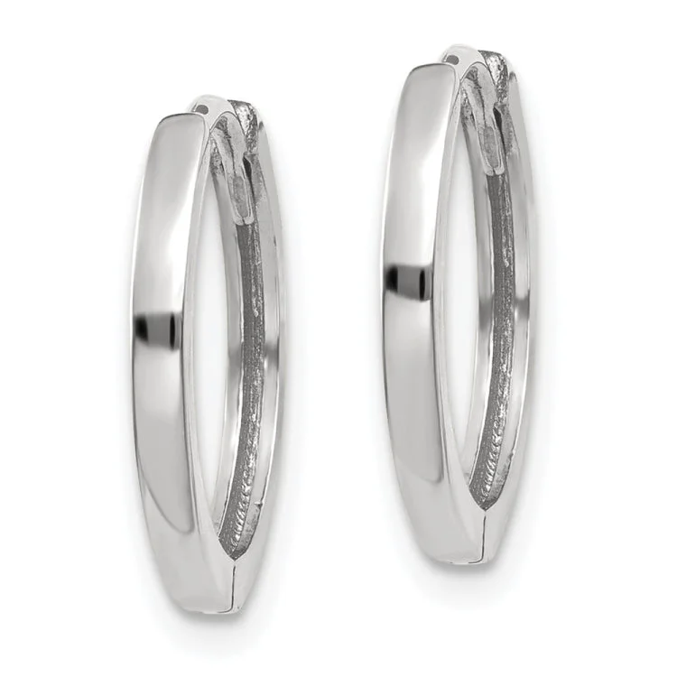 14k White Gold Round Hinged Earrings