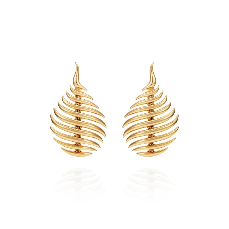 18K Yellow Gold Small Flame Earrings